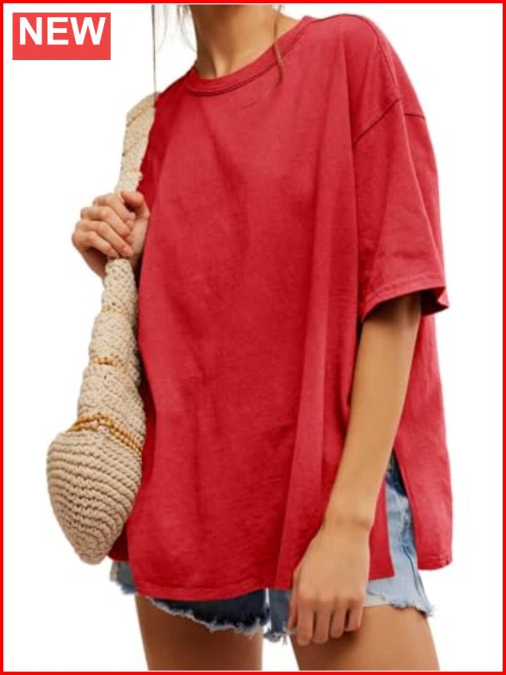 Women's Oversized T-Shirt Short Sleeve Loose Fit Summer Casual Drop Shoulder Top
